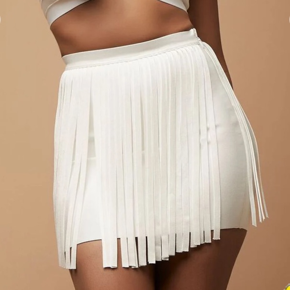 Herve Leger Fringe Mini Skirt